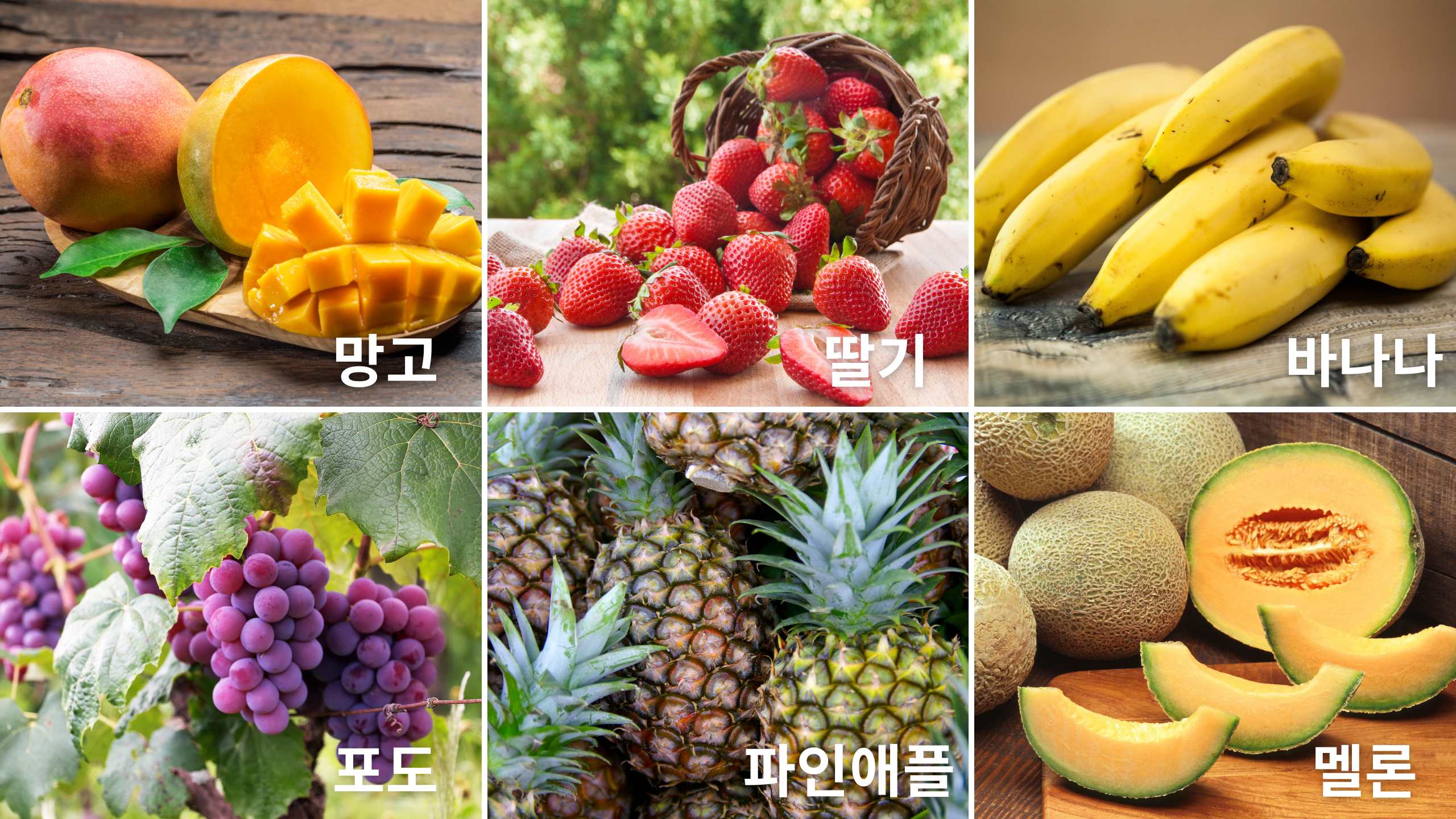 frutas e legumes em coreano